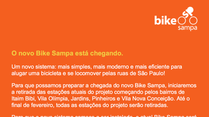 Novo sistema Bike Sampa