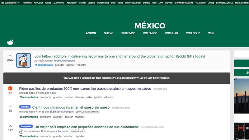 Estamos en primer lugar trending en reddit.com/r/mexico