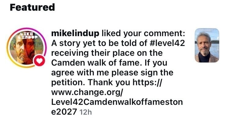Exciting news Mike Lindup likes our campaign