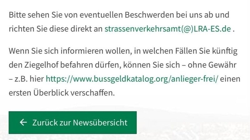Rücksprache mit AK Ziegelhof! Aufruf an alle an das LRA zu schreiben.