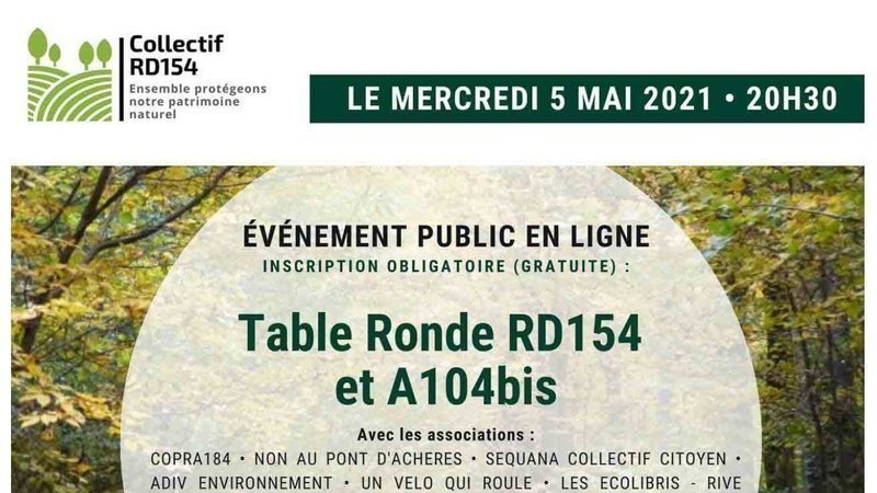 Table ronde RD154 et A104bis - Evenement en ligne le 5 mai 2021