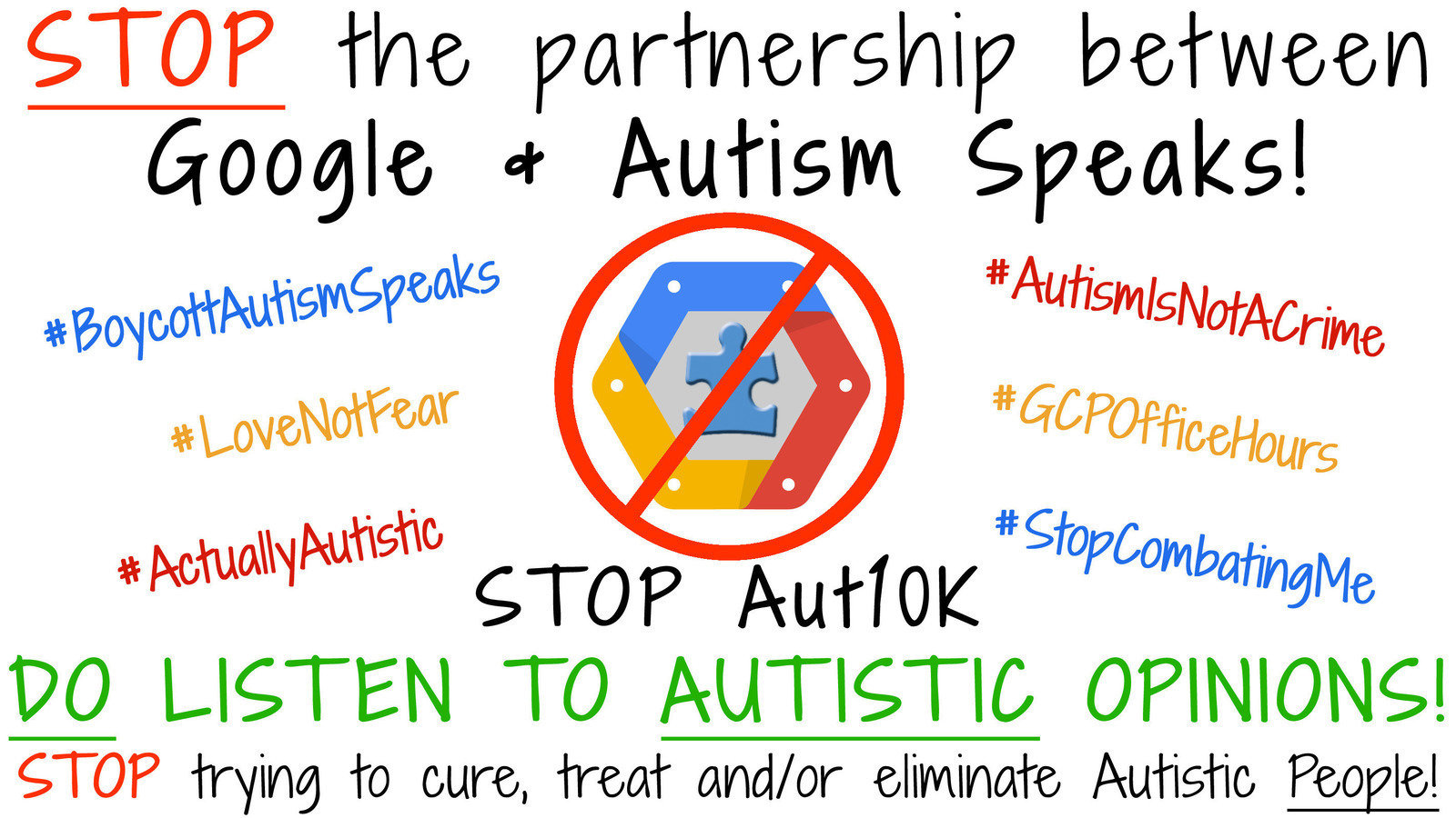 Petition · Google Stop supporting Autism Speaks & Aut10K ·