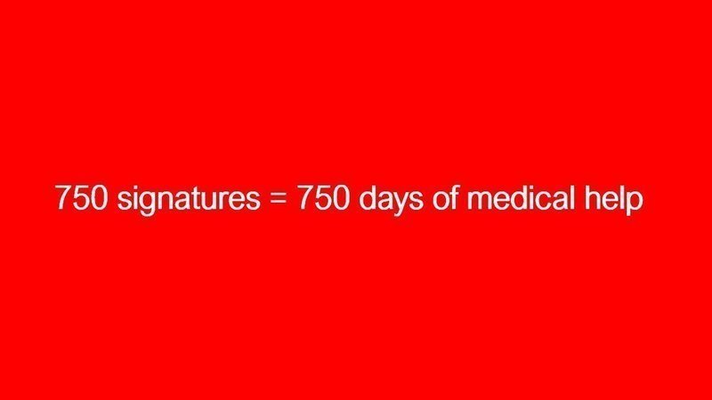 Every signature automatically results in day of medical help for people in need