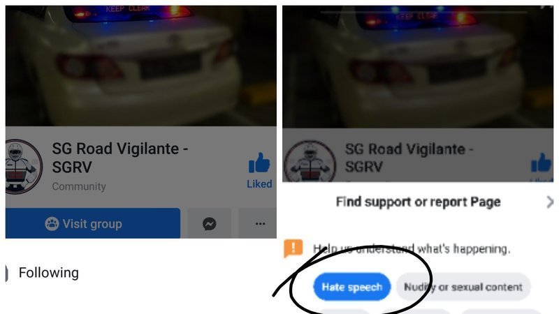Reporting it to Facebook