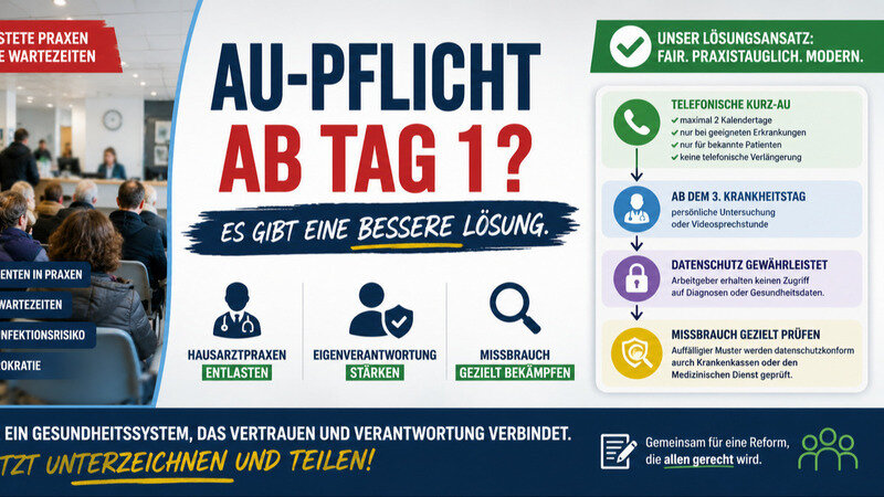 Keine AU-Pflicht ab Tag 1 – Für eine intelligente Reform der Krankschreibung