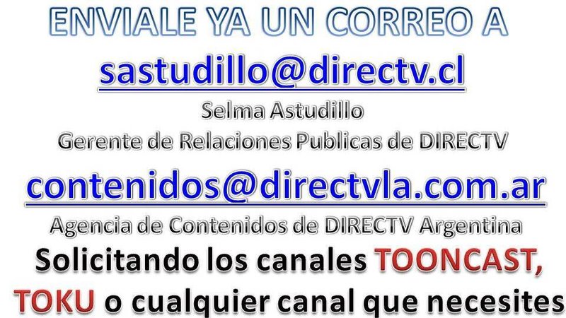 ¡Envíale YA un correo a DIRECTV solicitando TOKU!
