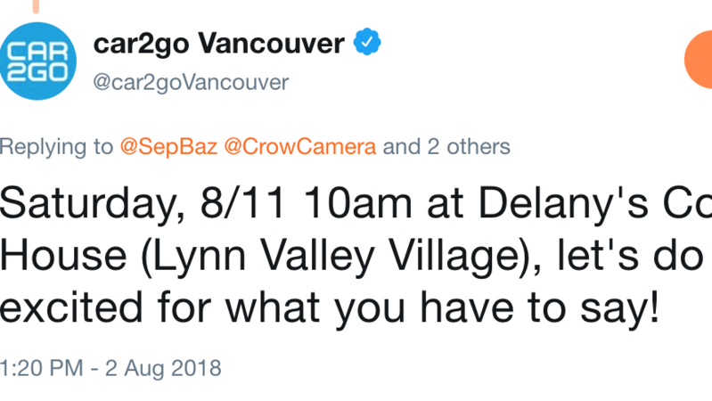 Car2Go Wants to Talk to North Vancouver Residents on Sat, August 11!