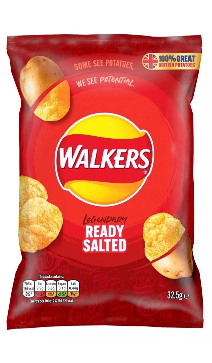 Pre-2026 Walkers Crisps design for the Ready Salted packet