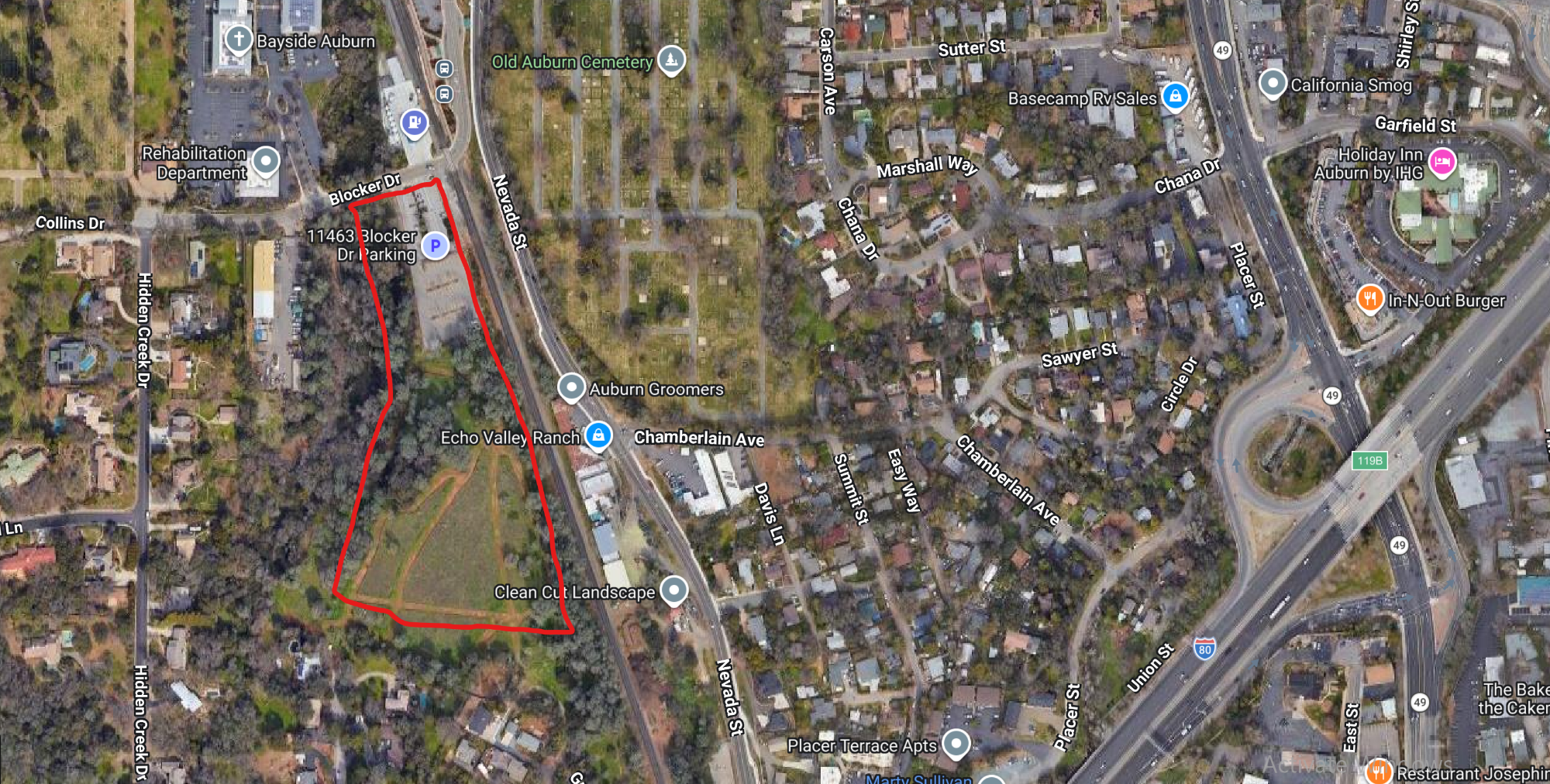 Blocker Drive site with approximate boundary lines.