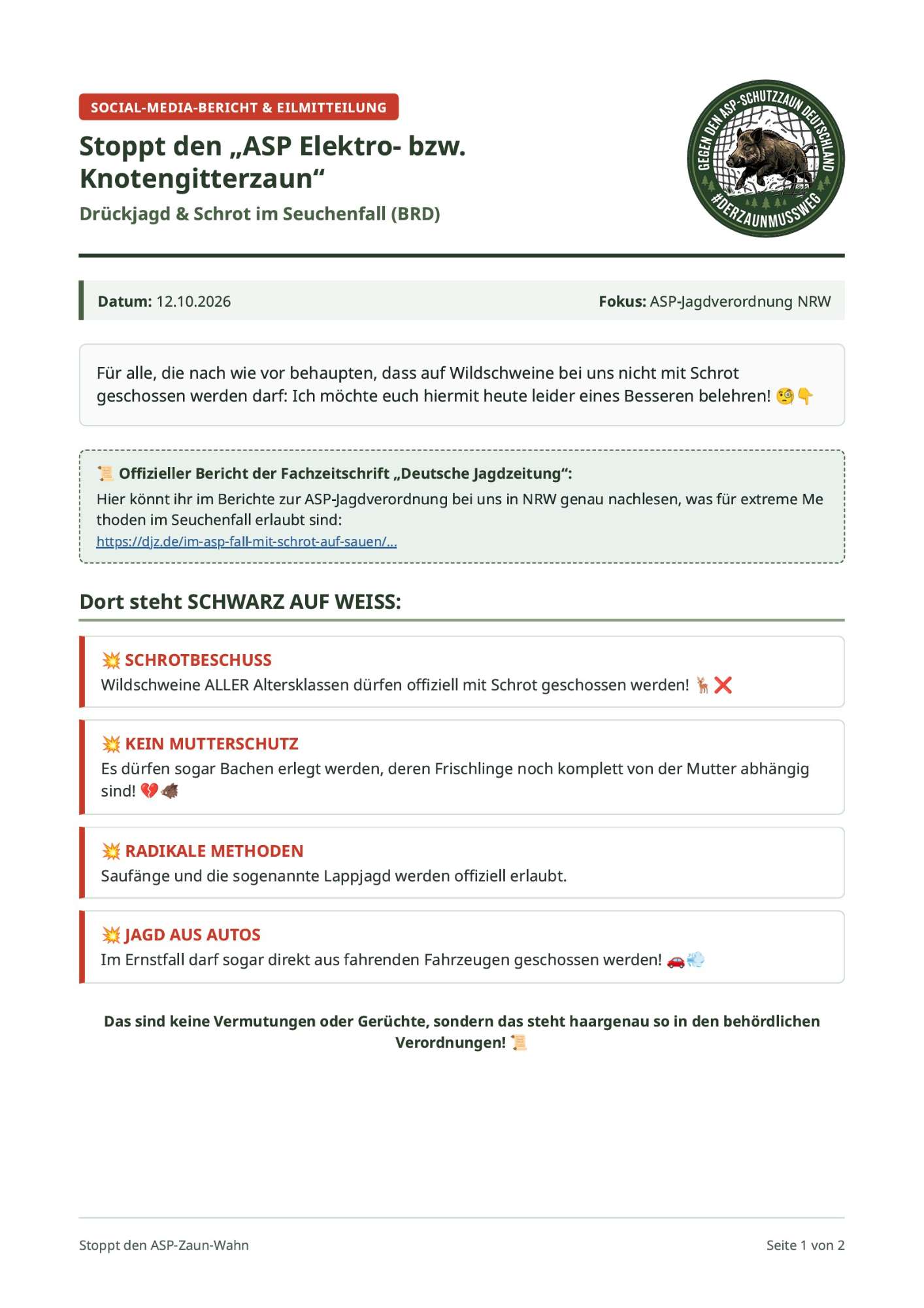 Drückjagd, Schrot und andere Perversionen