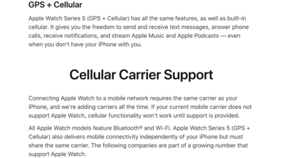 apple watch cellular carriers