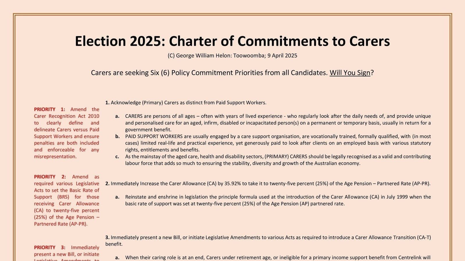 Petition update · Carers Demand Action on Six (6) Election Priorities ...