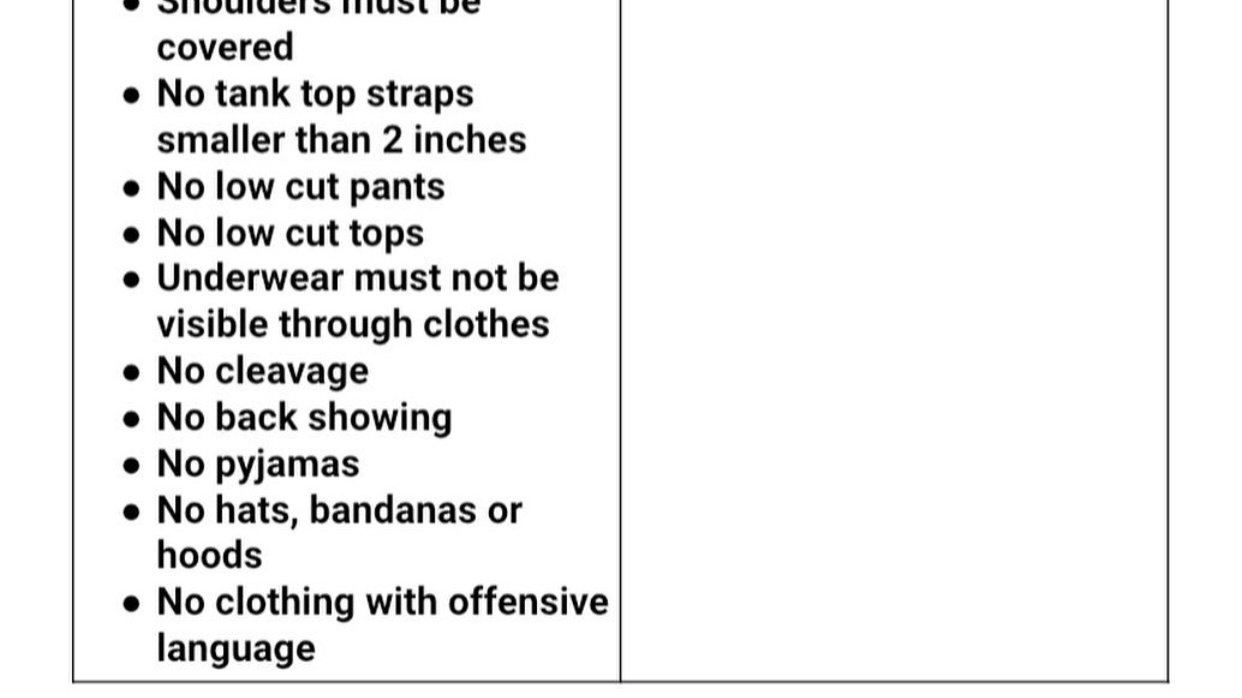 Petition · change the dress code limits ·