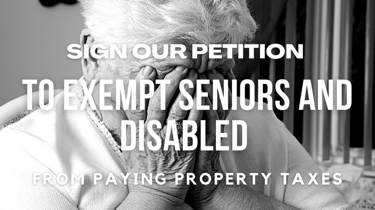 Petition · Eliminate property taxes for seniors 65 and older ·