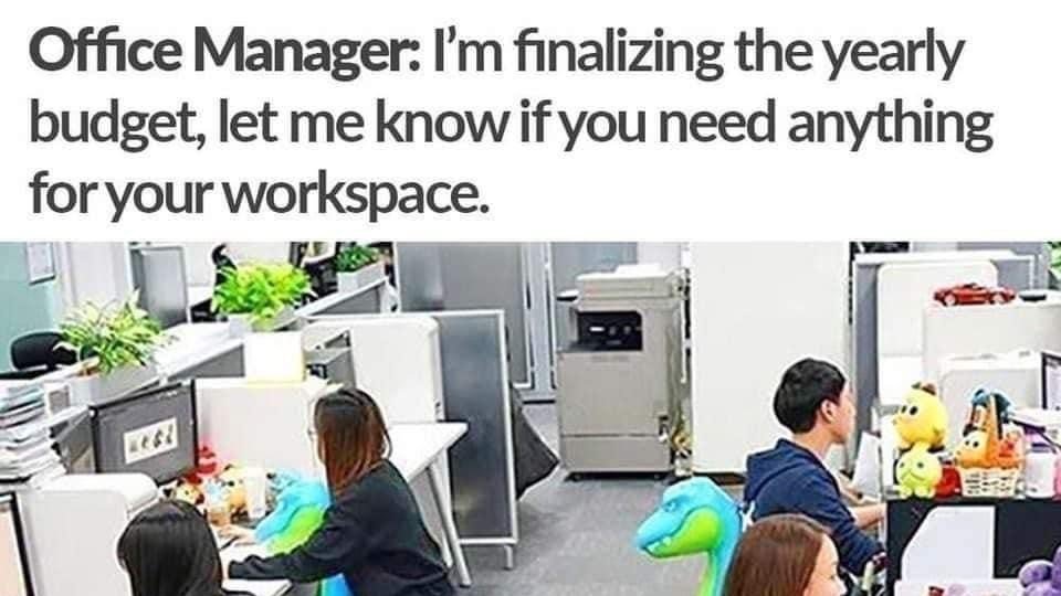 Petition · Dinosaur chairs in the office ·