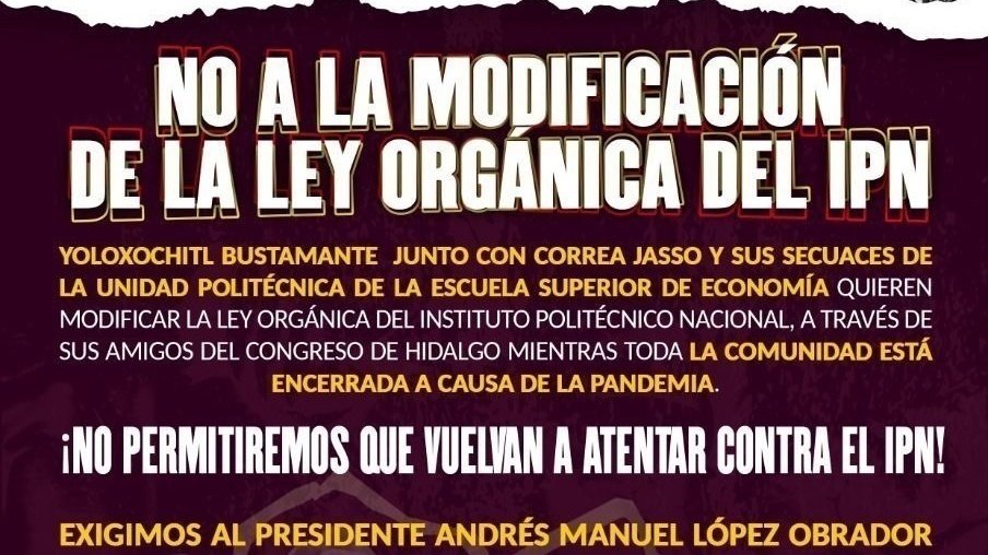 Petición · No a la modificación de la ley orgánica del IPN (instituto