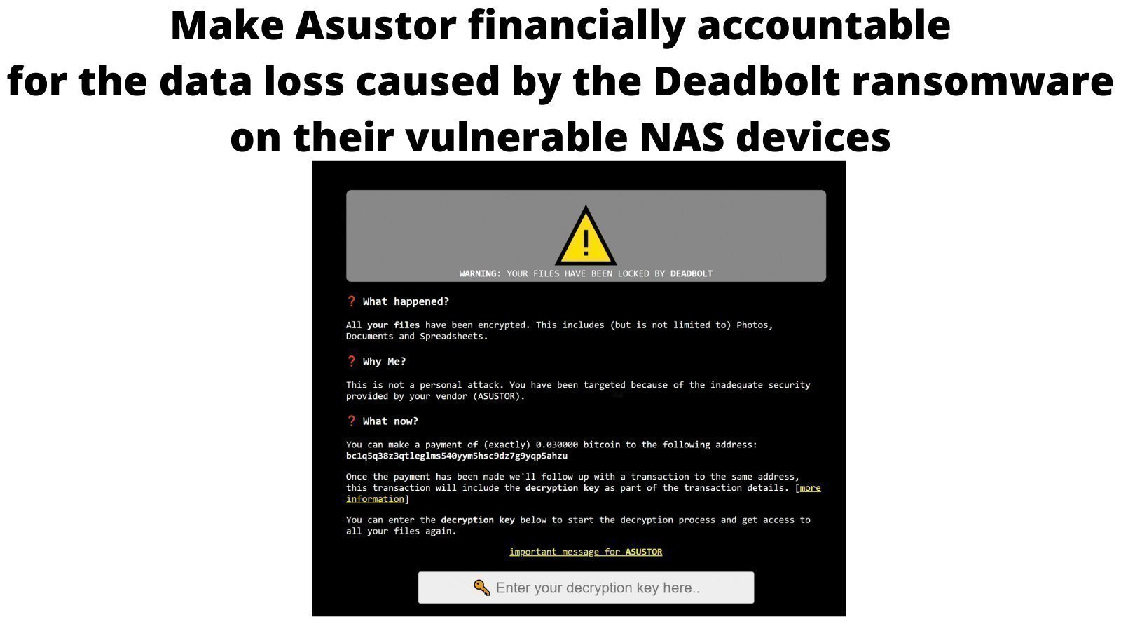 Petition · Demand Asustor to take financial responsibility for the