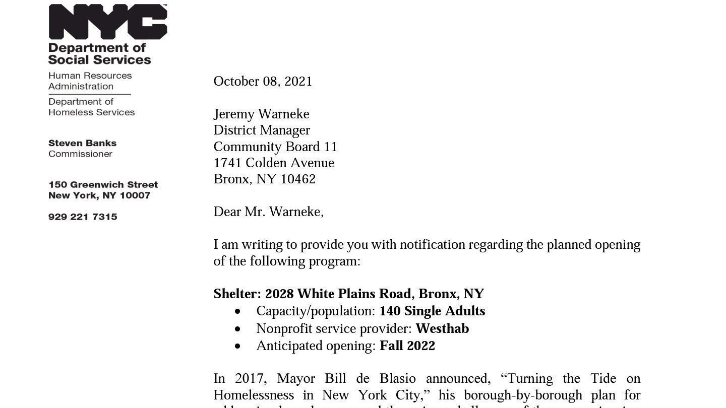 Petition · NO MORE SHELTERS IN COMMUNITY BOARD 11 United States