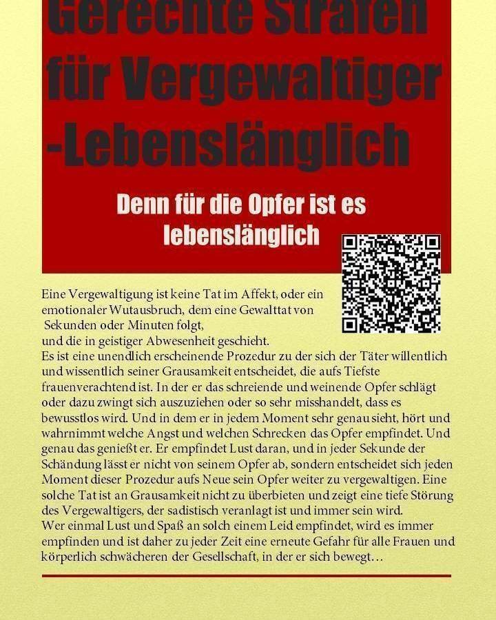 Petition · Lebenslange Freiheitsstrafen für Vergewaltiger und