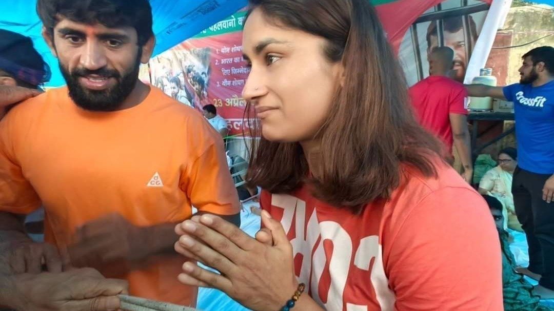 Petition Justice For Women Wrestlers Sitting At Protest Site At