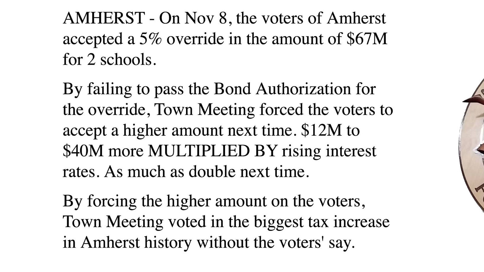 Petition · Stop the DOUBLED override tax increase that Town Meeting voted in without the voters