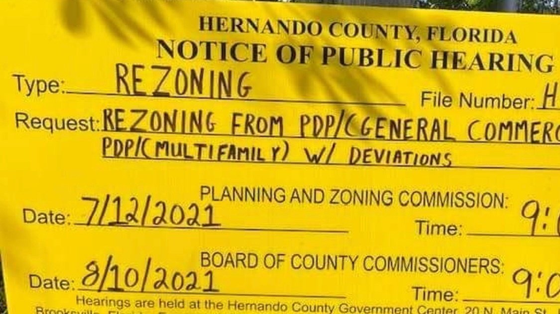 Petition · The Hernando County Planning Board and Zoning Change file
