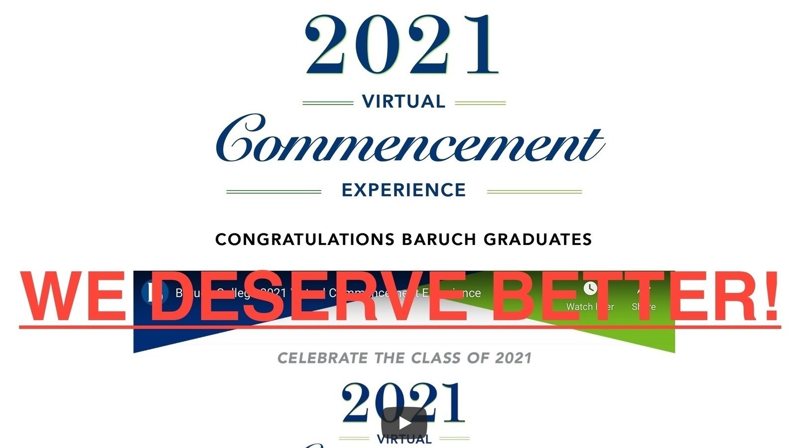 Petition · Better Commencement Celebration for the Baruch Graduates of