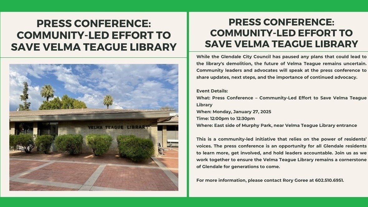 Velma Library Petition update · REMINDER: SAVE VELMA TEAGUE LIBRARY PRESS CONFERENCE ...