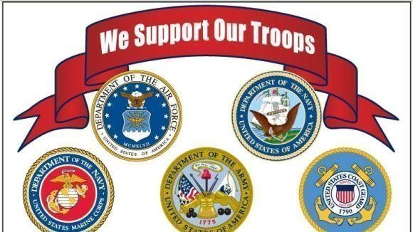 We support you. "Support the Troops". We support. Support us. Troops support car