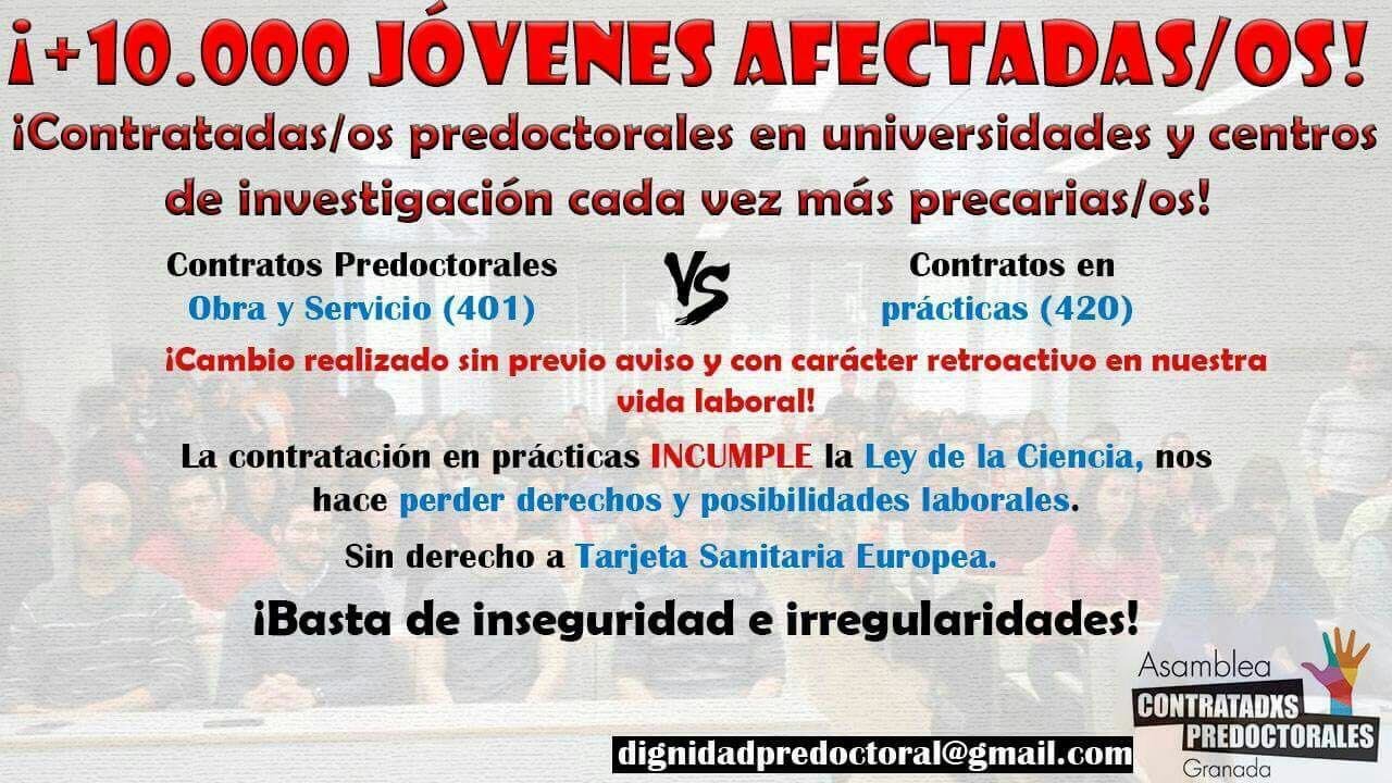 Petición · Restituyan los contratos predoctorales de acuerdo a la Ley de la Ciencia ·