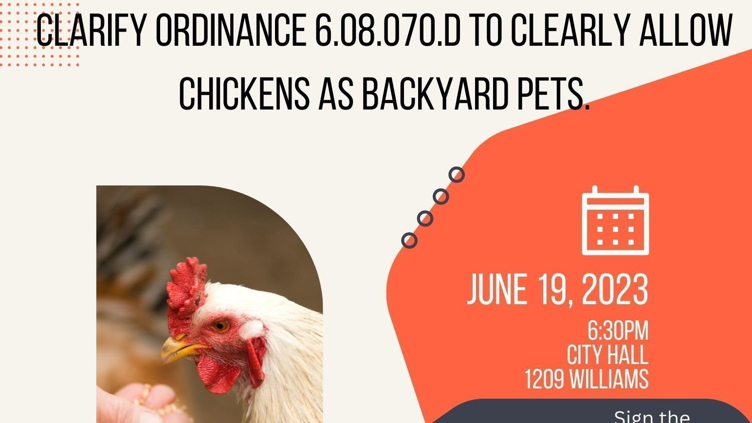 Petition · Prove Backyard Chickens allowed in Great Bend, KS United