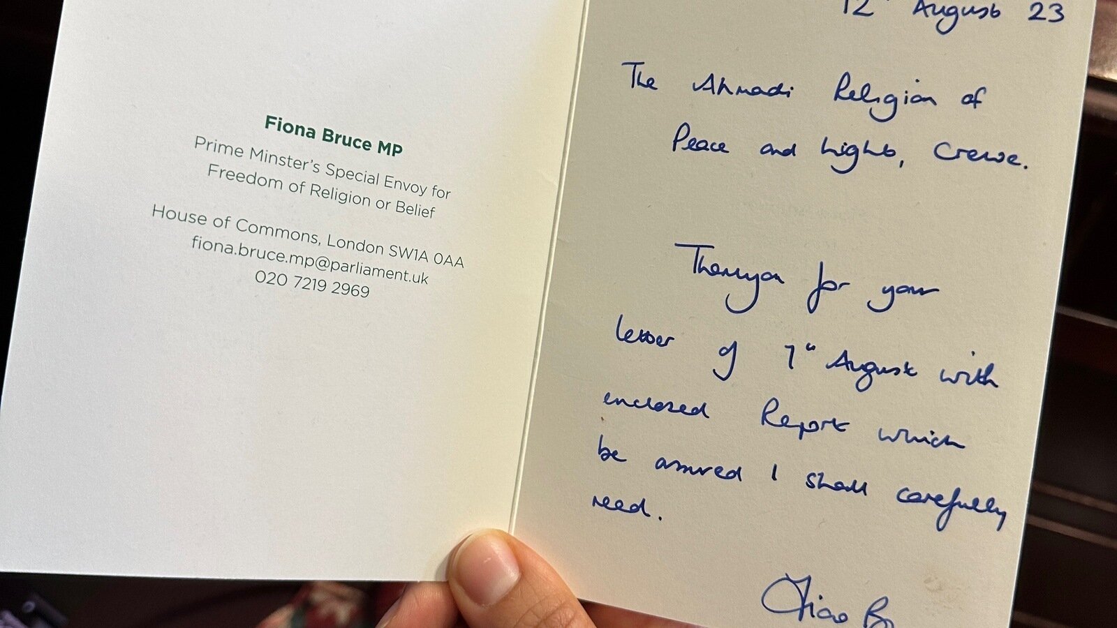 Petition update · UK PM’s Special Envoy for Freedom of Religion or