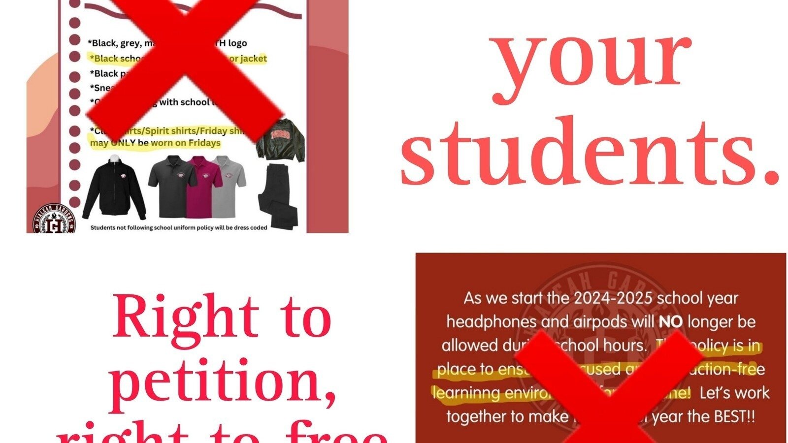 Petition · Opposing the useless rules at HGMS: Listen to your students ...