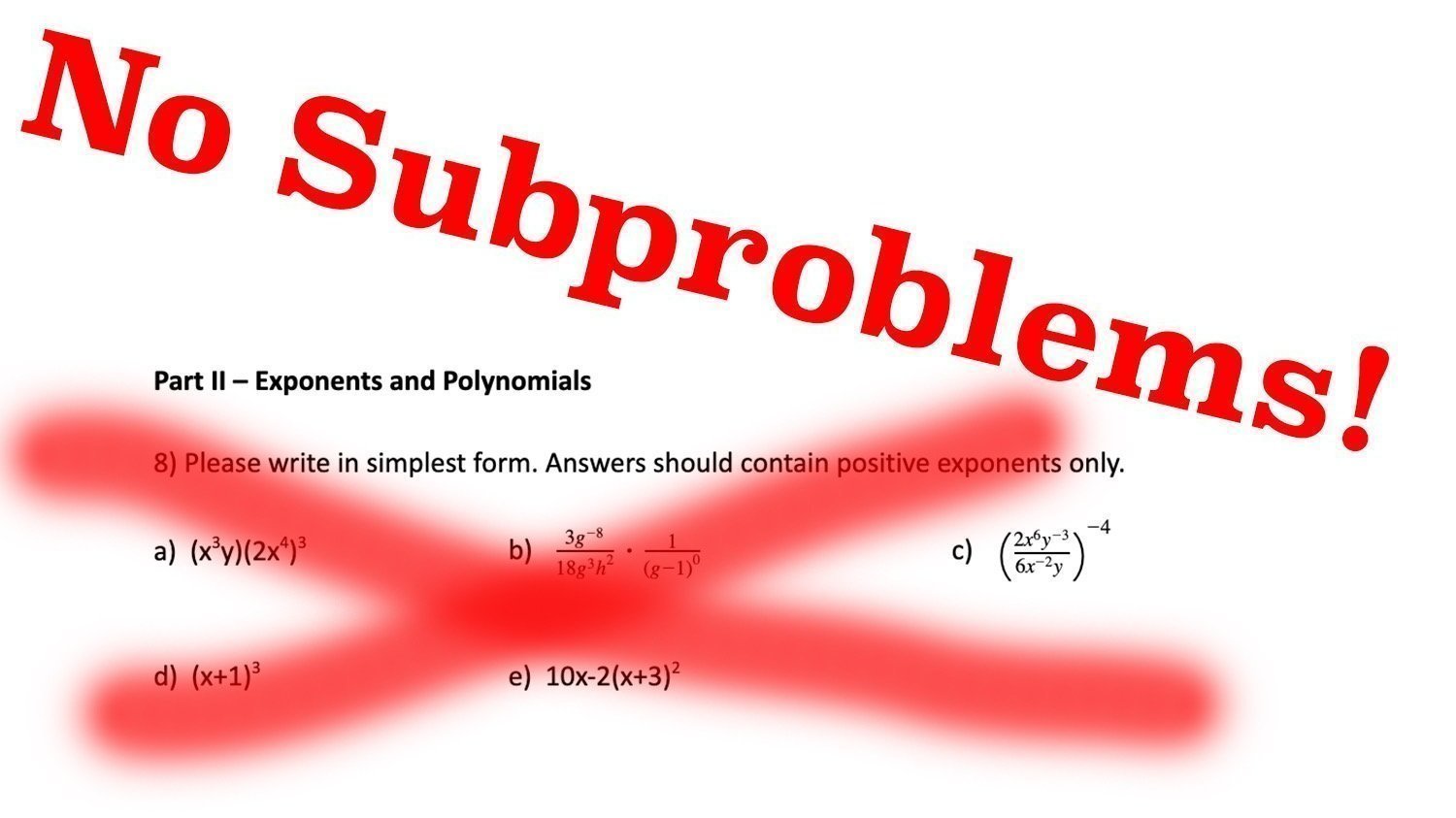 Petition · Stop the subproblems on worksheets! ·