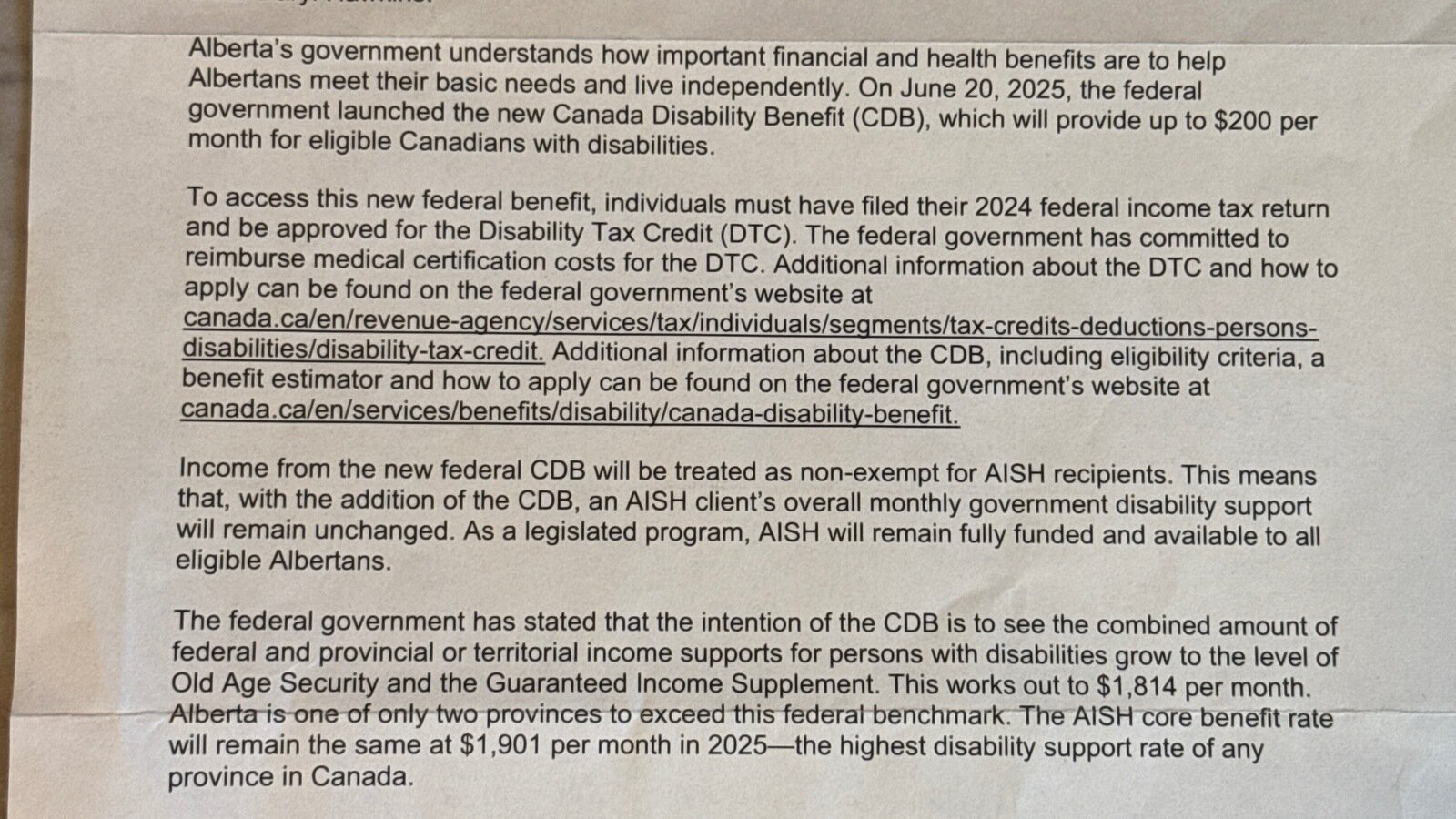 Petition · THE GOVERNMENT OF ALBERTA REGARDING THE ASSURED INCOME FOR ...