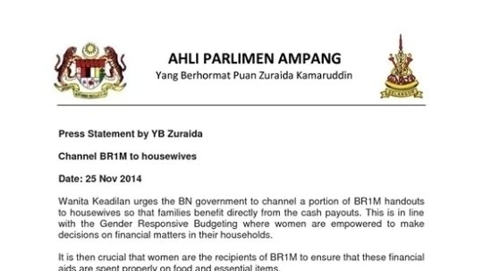 Petition · Nyatakan sokongan anda "BRIM untuk suri rumah 