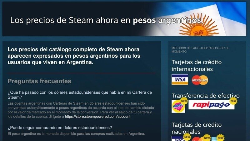 Exigimos que Steam restablezca los precios en pesos argentinos