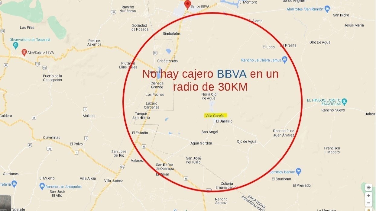 Petición · Instalemos cajero BBVA en Villa Garcia, Zac. ·
