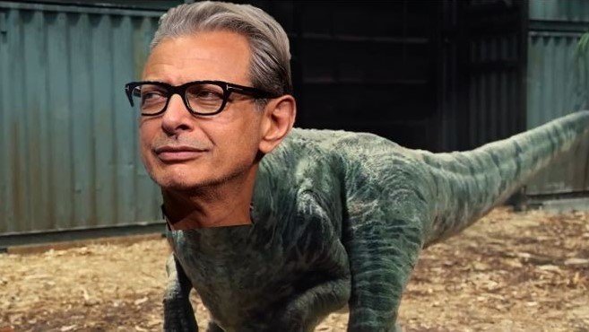 jeff goldblum holding dinosaur