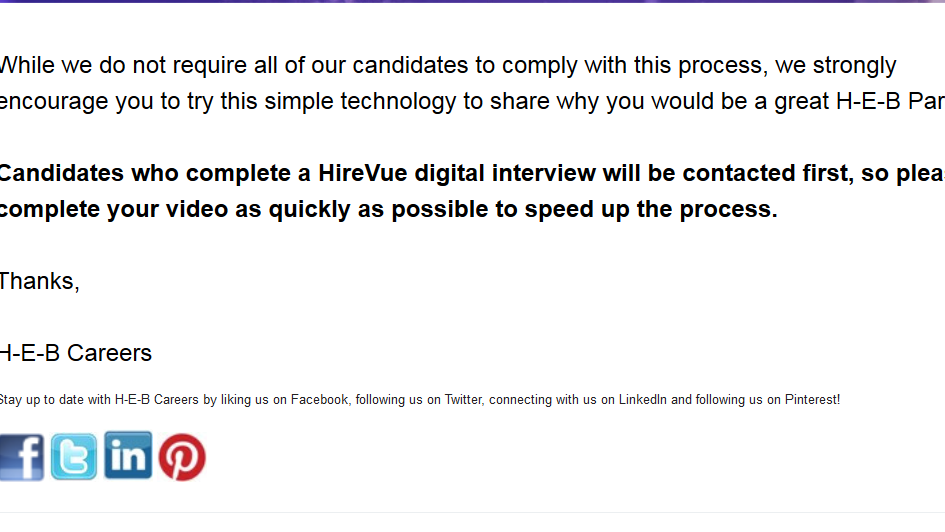 Petition · Remove online interview process from HEB. United States